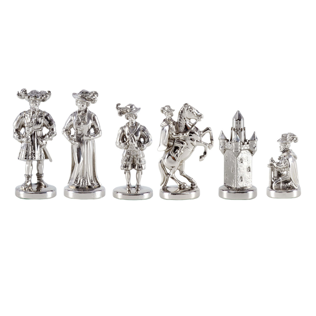 MEDIEVAL KNIGHTS Chessmen (Large) - Gold/Silver - MANOPOULOS Chess ...