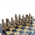 ARCHERS CHESS SET with blue/brown chessmen and bronze chessboard (Large) - Premium Chess from MANOPOULOS Chess & Backgammon - Just €275! Shop now at MANOPOULOS Chess & Backgammon