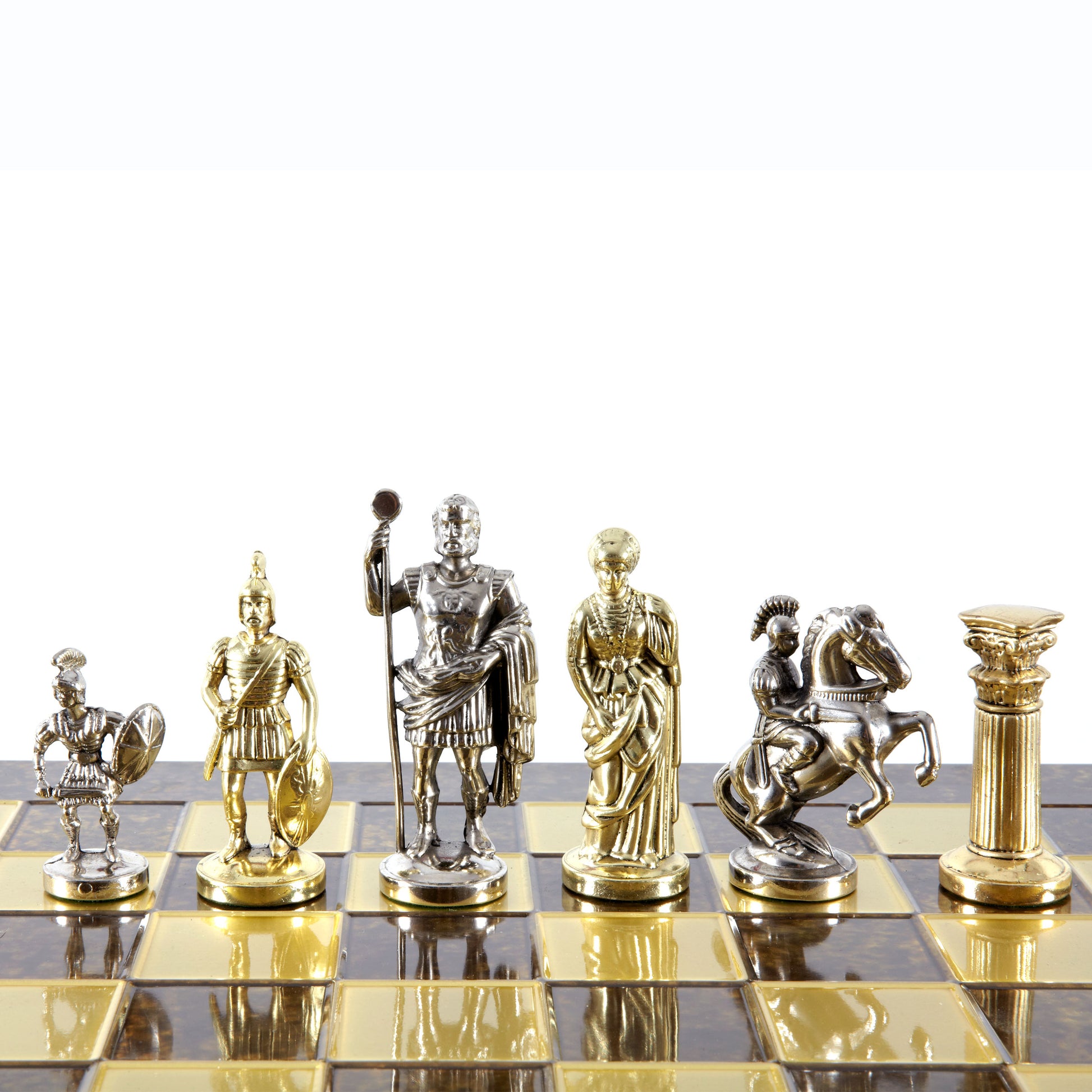 GREEK ROMAN PERIOD CHESS SET with gold/silver chessmen and bronze chessboard 44 x 44cm (Large) - Premium Chess from MANOPOULOS Chess & Backgammon - Just €275! Shop now at MANOPOULOS Chess & Backgammon