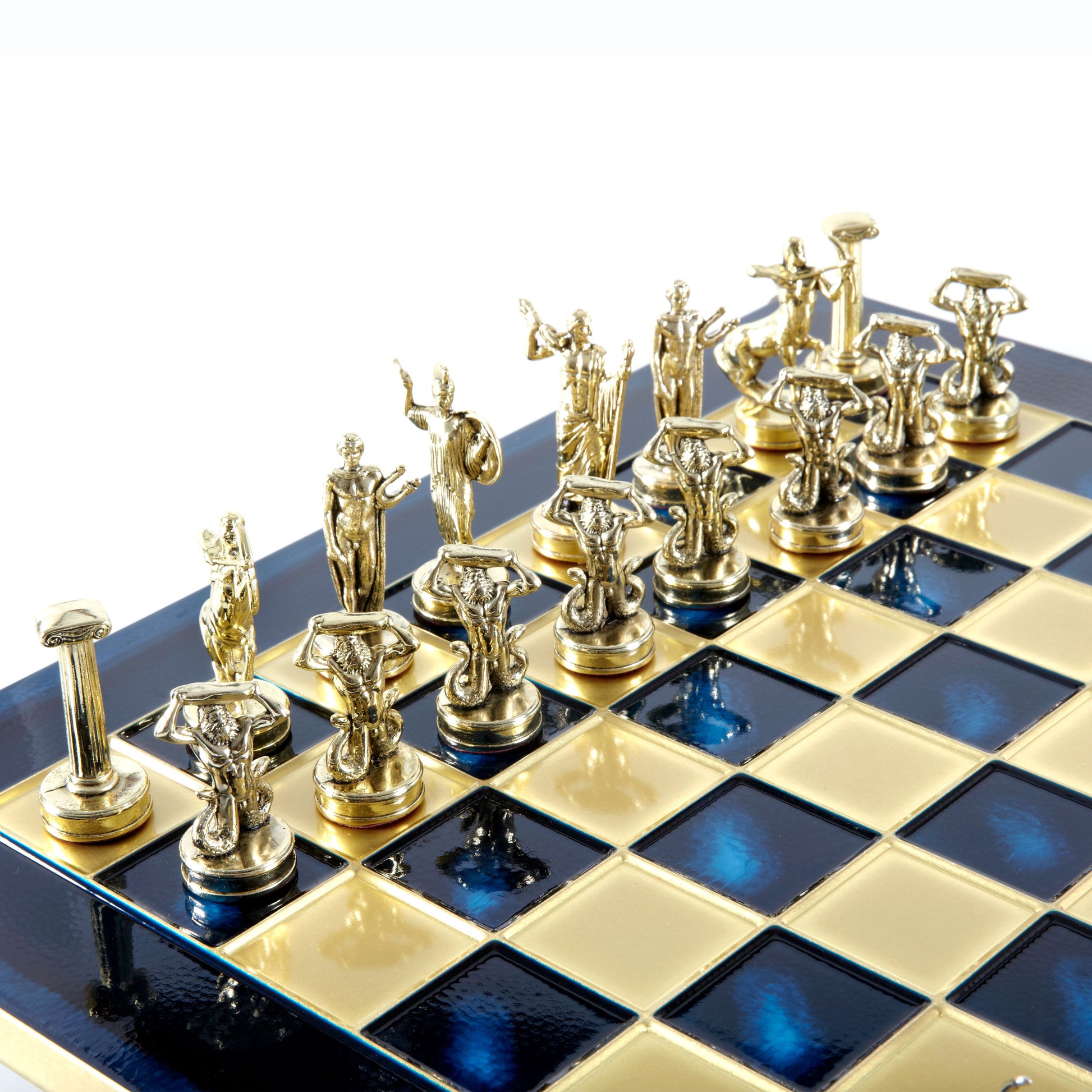 GIANTS' BATTLE CHESS SET with gold/silver chessmen and bronze chessboard 36 x 36cm (Medium) - Premium Chess from MANOPOULOS Chess & Backgammon - Just €210! Shop now at MANOPOULOS Chess & Backgammon