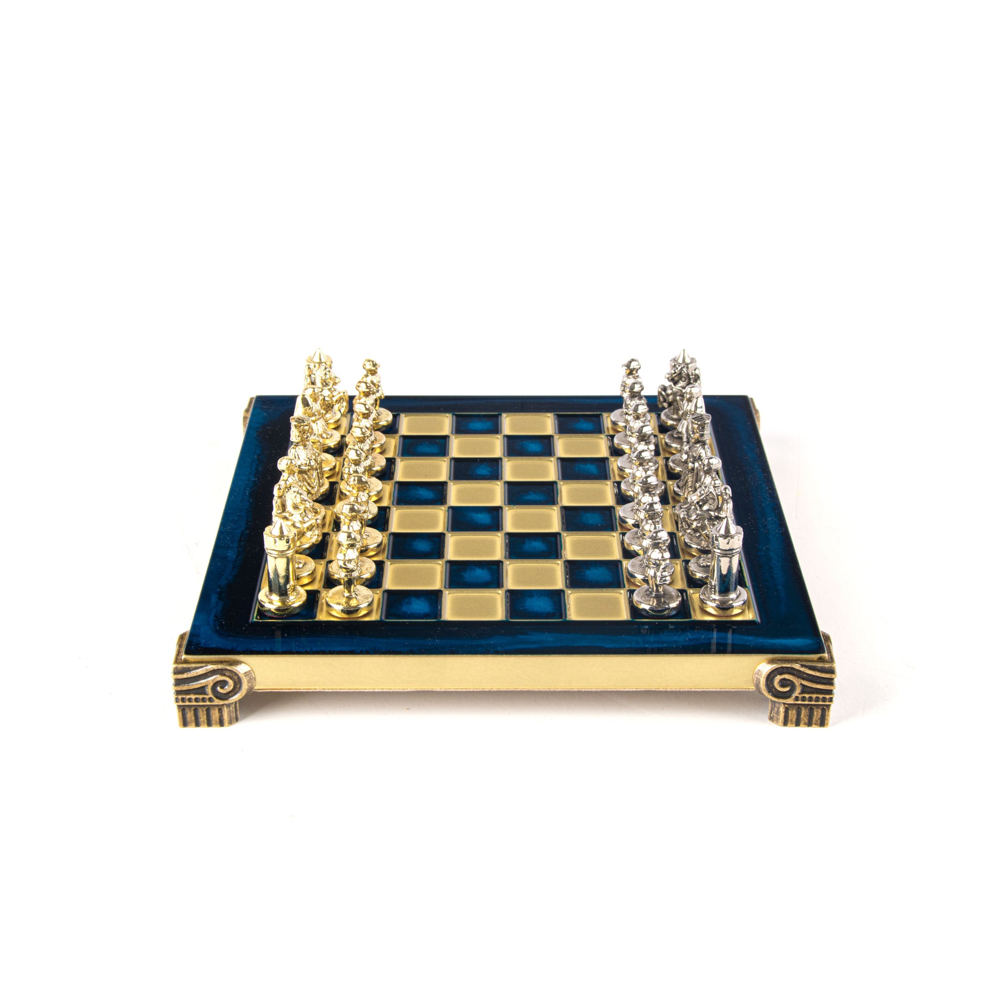 BYZANTINE EMPIRE CHESS SET with gold/silver chessmen and bronze chessboard 20 x 20cm (Extra Small) - Premium Chess from MANOPOULOS Chess & Backgammon - Just €85! Shop now at MANOPOULOS Chess & Backgammon