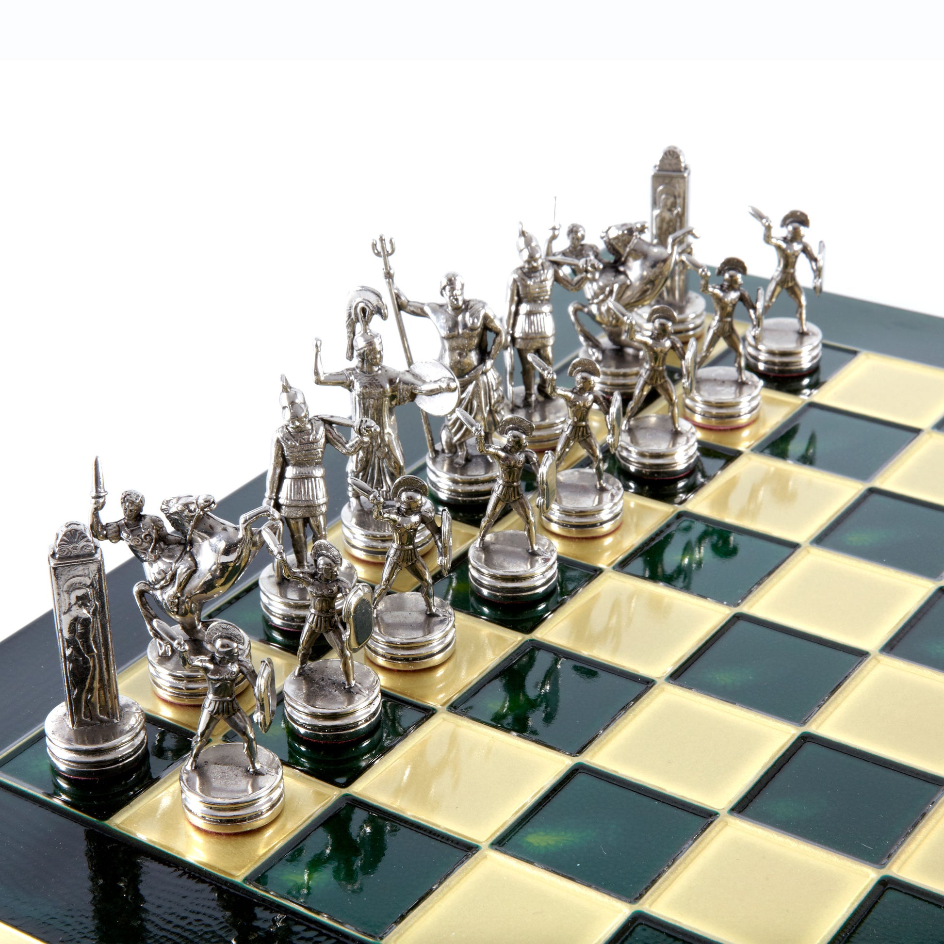 GREEK MYTHOLOGY CHESS SET with gold/silver chessmen and bronze chessboard 36 x 36cm (Medium) - Premium Chess from MANOPOULOS Chess & Backgammon - Just €210! Shop now at MANOPOULOS Chess & Backgammon