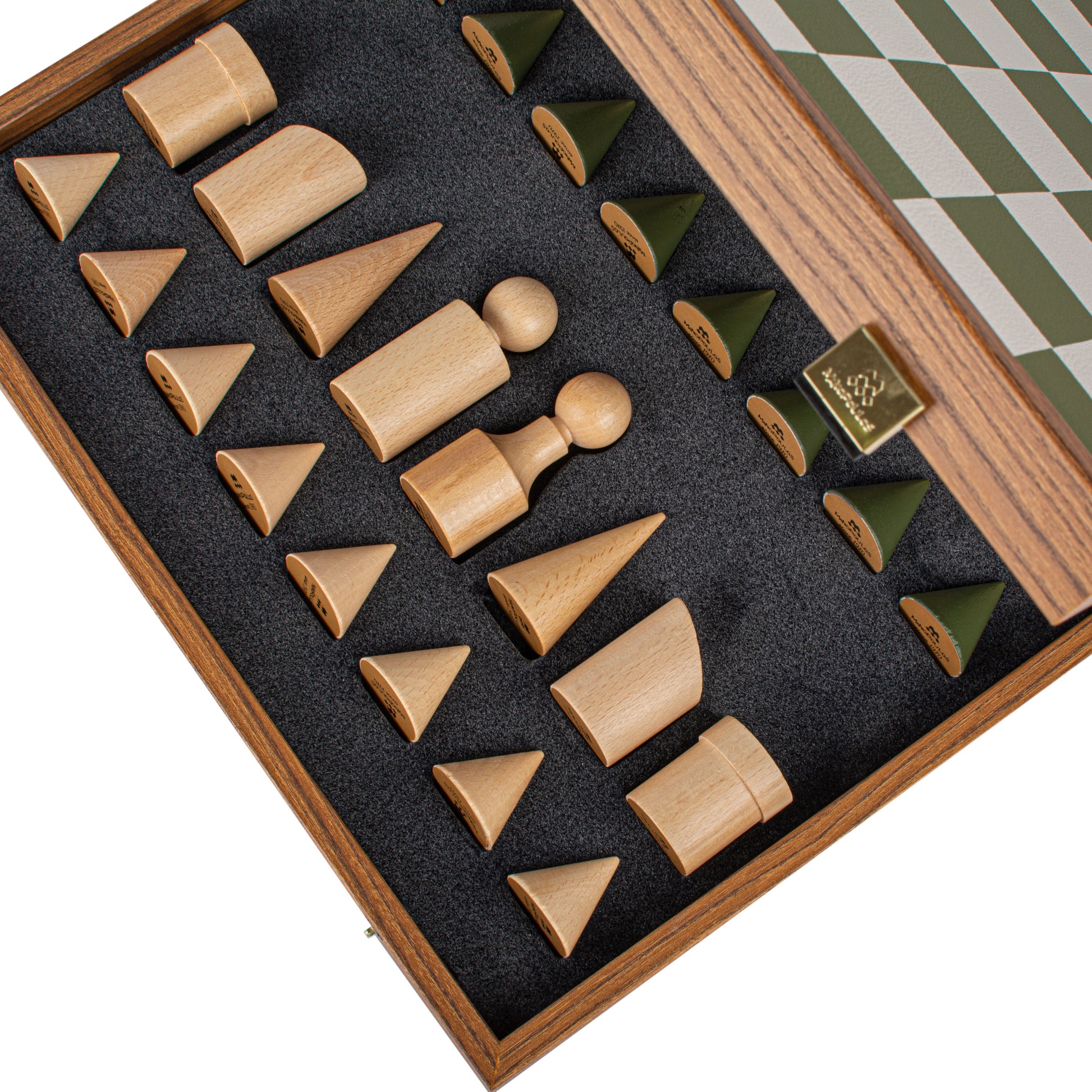 Bauhaus Style Green & White Chess Set - 40x40cm with 8.5cm King Chessmen - Premium Chess from MANOPOULOS Chess & Backgammon - Just €195! Shop now at MANOPOULOS Chess & Backgammon