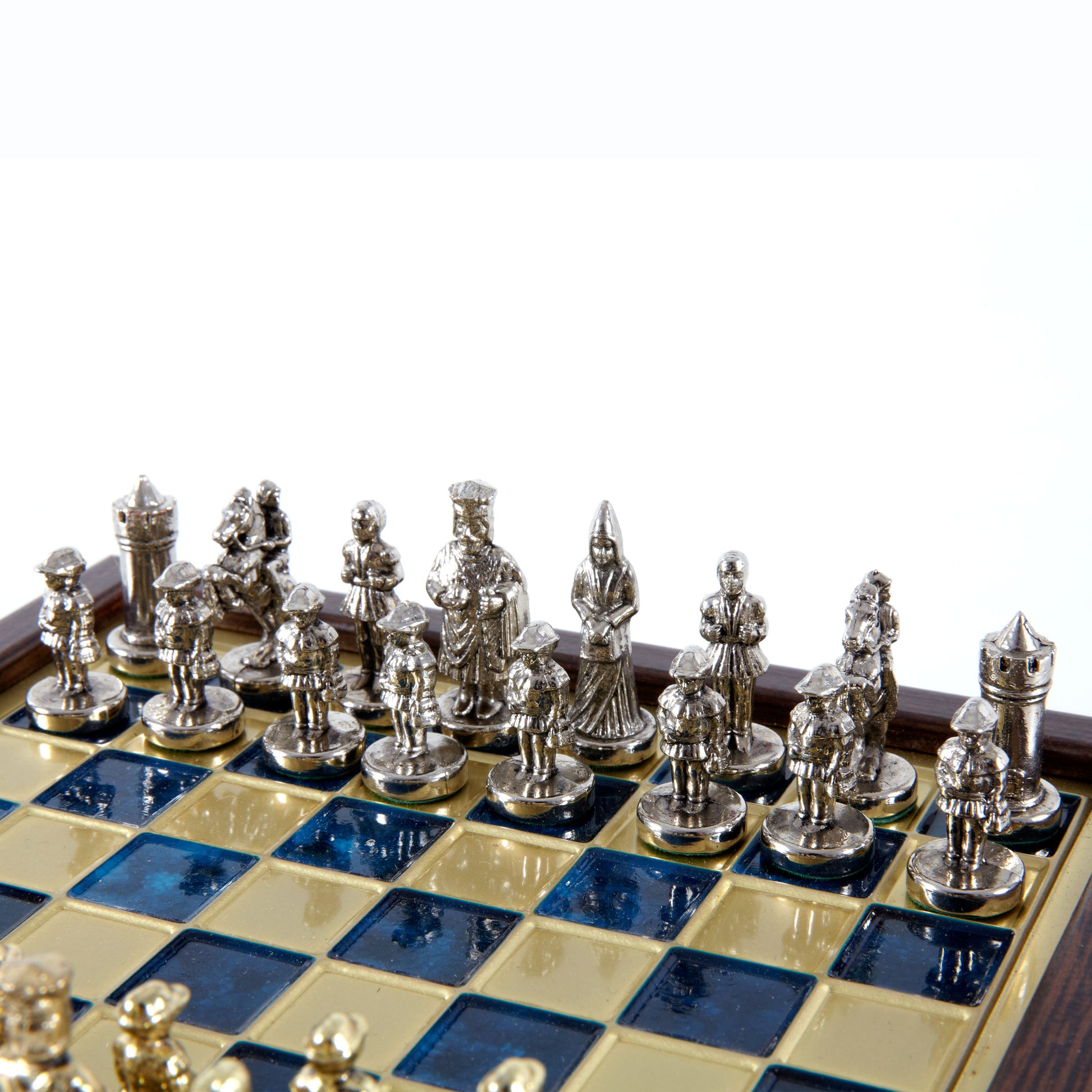 BYZANTINE EMPIRE CHESS SET In Wooden Box With Storage with gold/silver chessmen and bronze chessboard 20 x 20cm (Extra Small) - Premium Chess from MANOPOULOS Chess & Backgammon - Just €79! Shop now at MANOPOULOS Chess & Backgammon