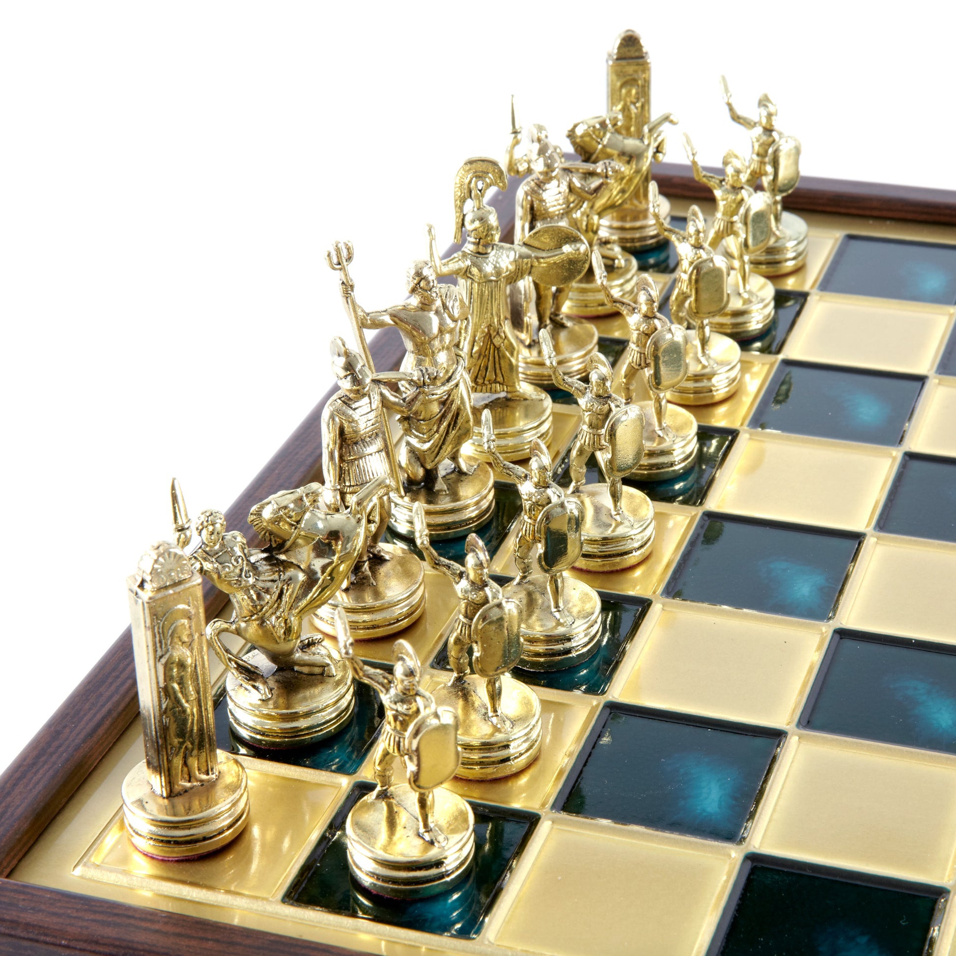 GREEK MYTHOLOGY CHESS SET in wooden box with gold/silver chessmen and bronze chessboard 34 x 34cm (Medium) - Premium Chess from MANOPOULOS Chess & Backgammon - Just €183! Shop now at MANOPOULOS Chess & Backgammon